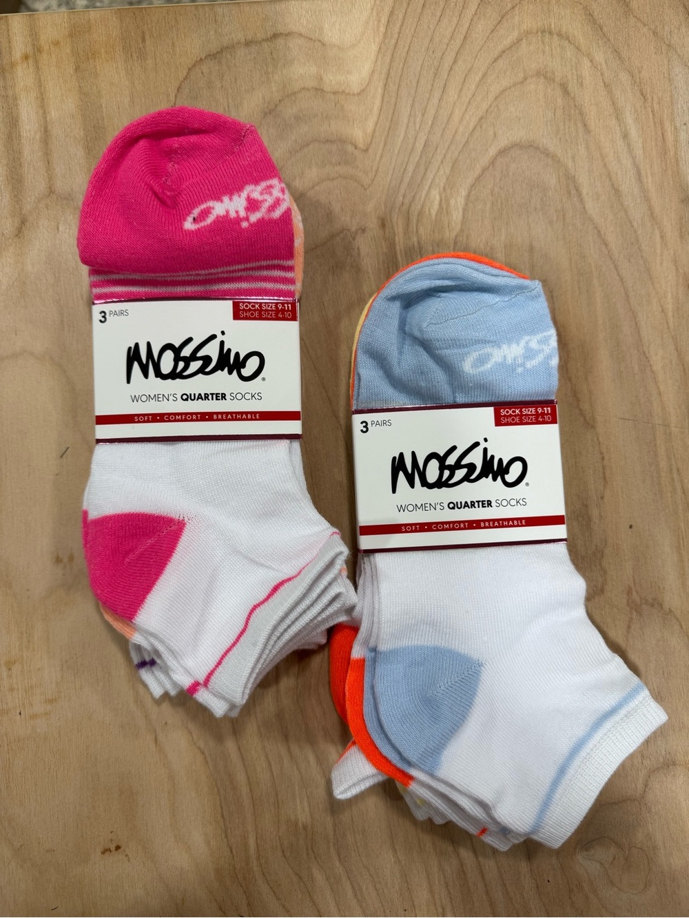 Mossimo Supply Co. Women's Quarter Socks - Pink & Light Blue Accents